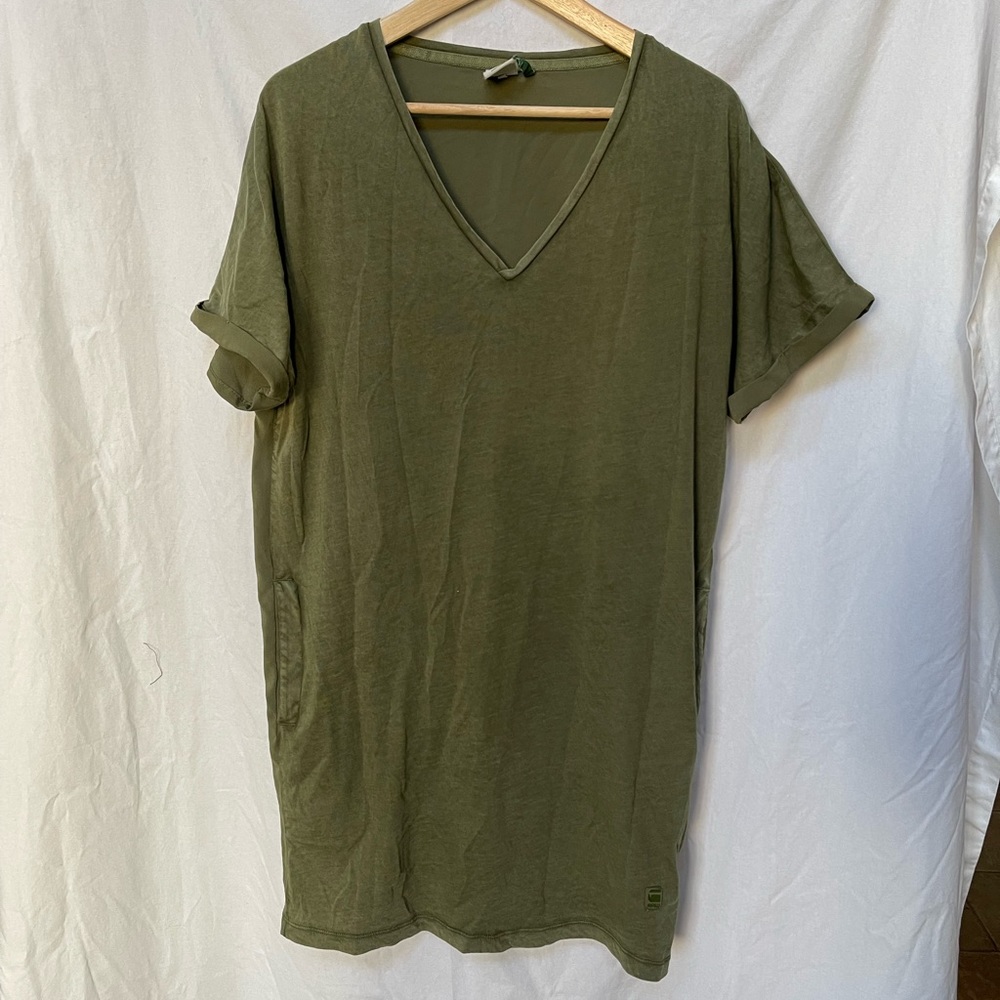Olive green tshirt dress oversized / tunic